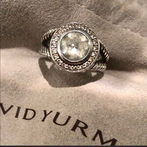 David Yurman Silver Ring with Clear Gem